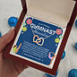 To My Amazing Gymnast Daughter - Bright Joy - Blue w/ Custom Name - Interlocking Hearts Necklace